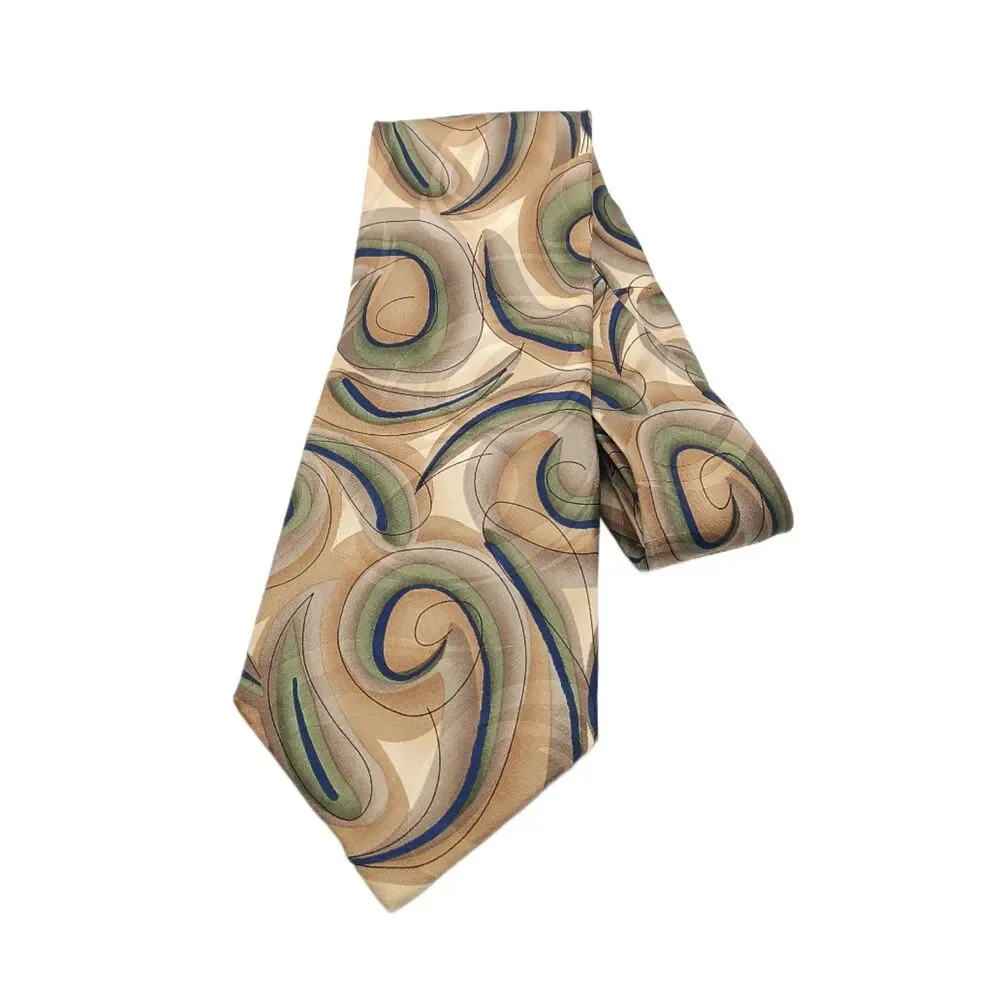 J. Garcia Silk Tie Mens 61” Gold Green Abstract #43 Mickey Designer Wide New